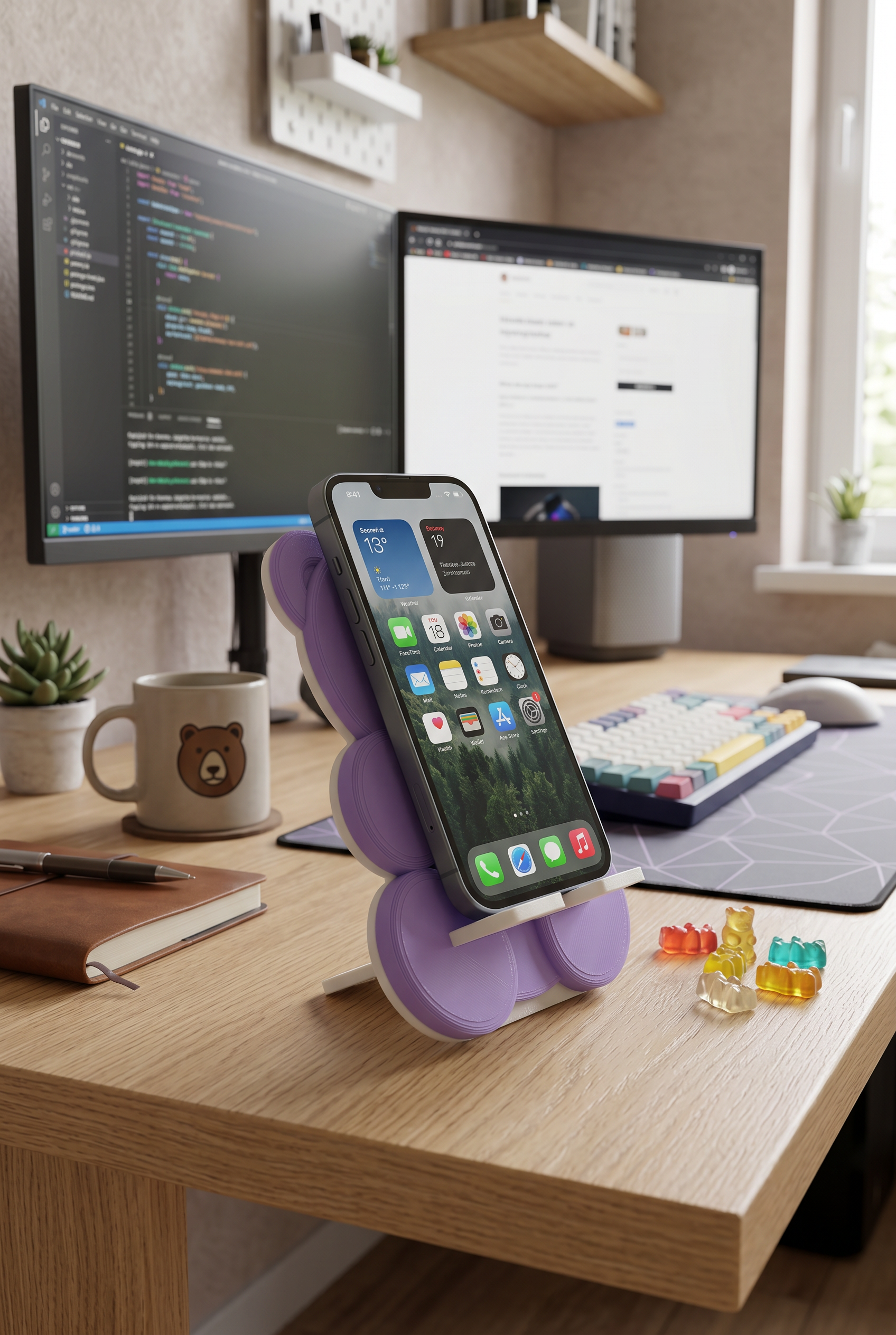 Gummie Bear style phone holder- Purple