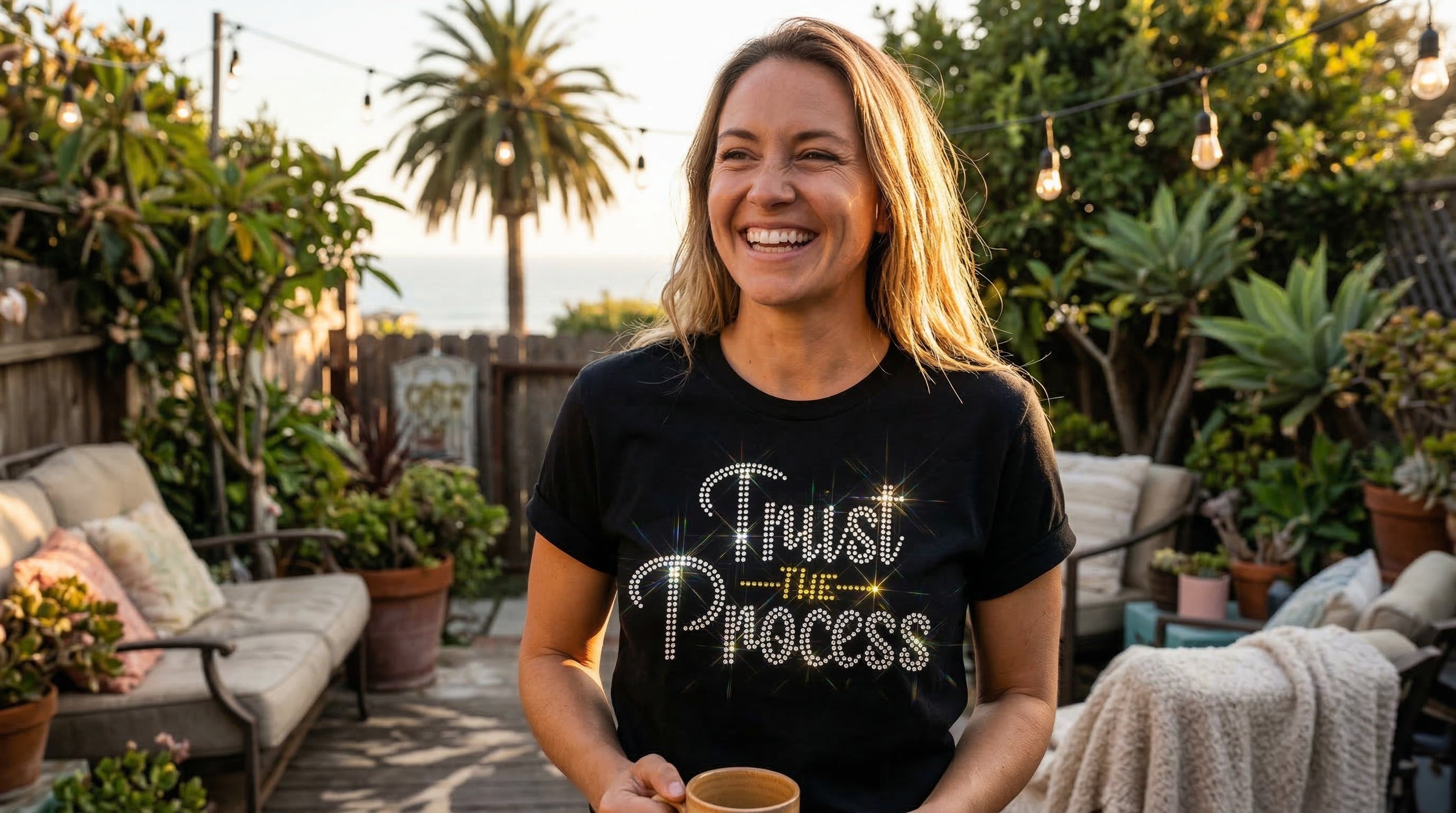 Trust the Process Crystal and Topaz Rhinestone graphic