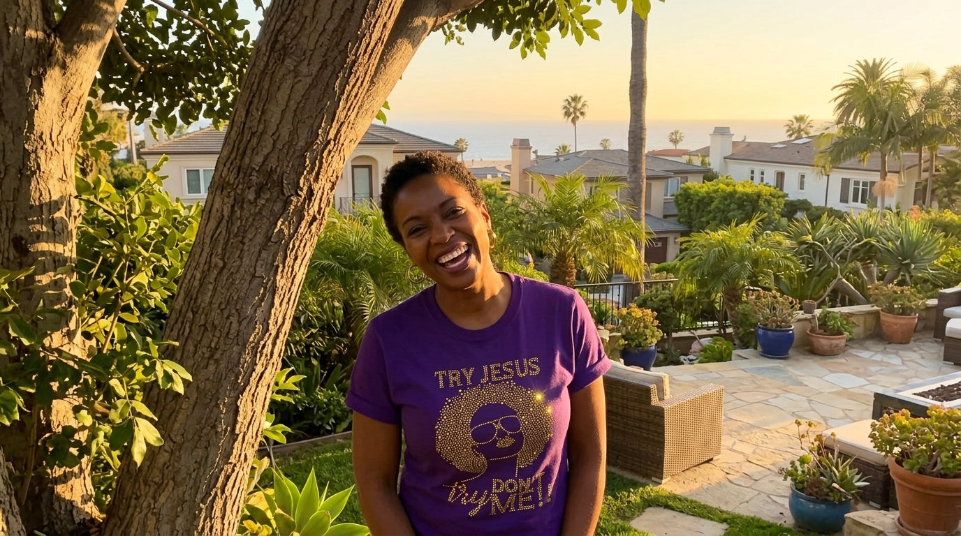 Try Jesus, Don't Try Me Rhinestone Graphic Shirt