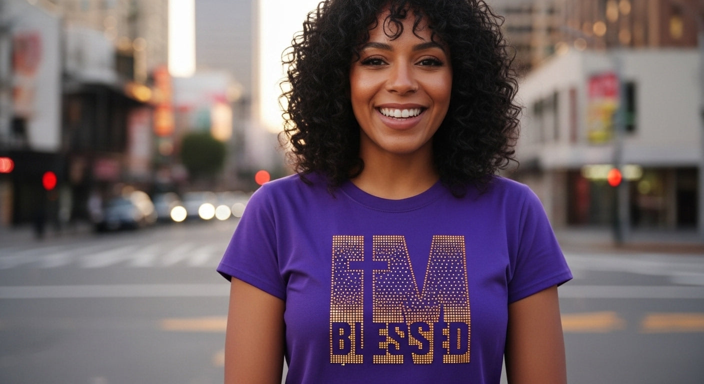 IM Blessed! Rhinestone Graphic Shirt - Angie's Custom Creations