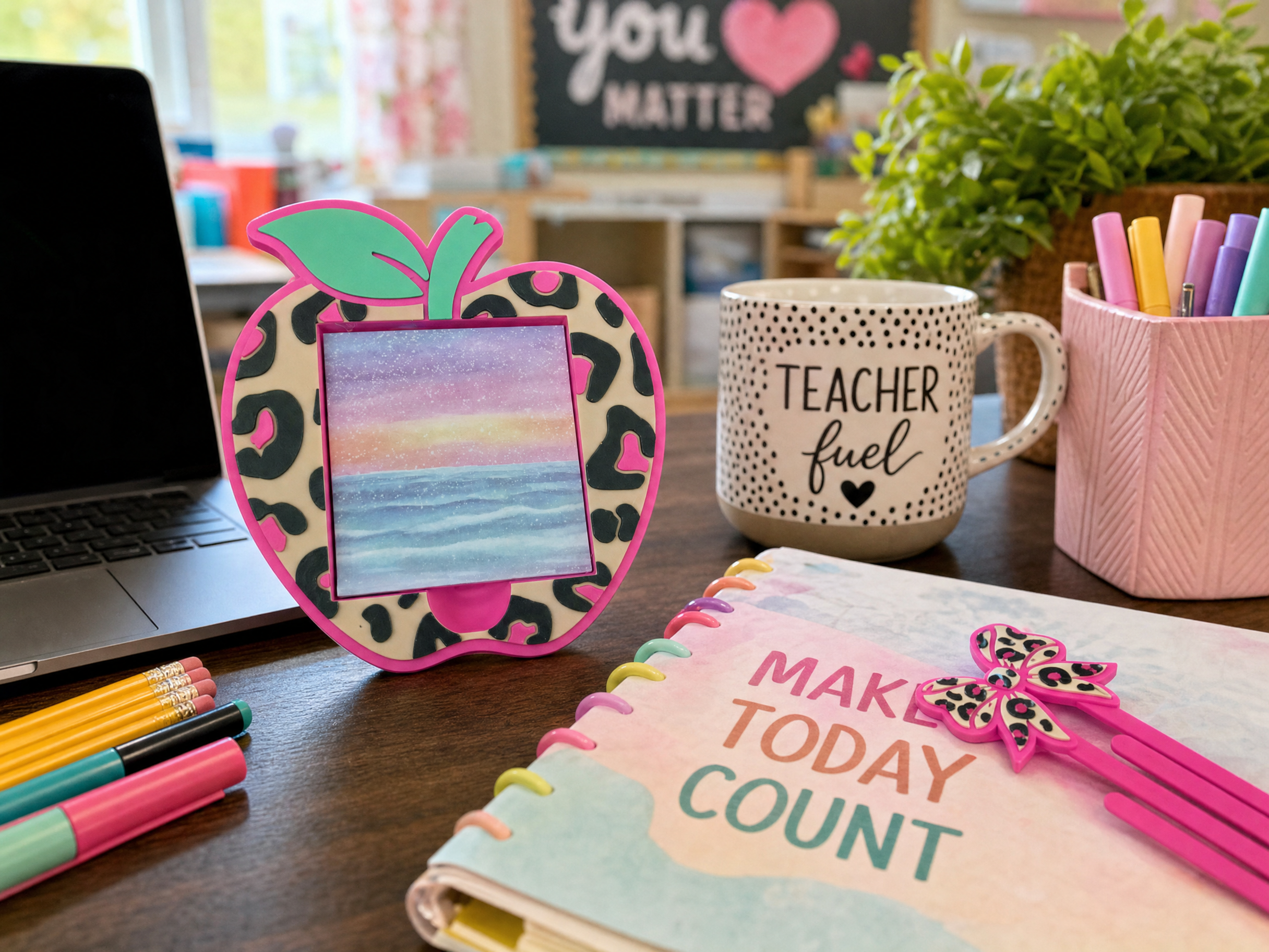 🍎 Wild About Teaching Leopard Apple Desk Set