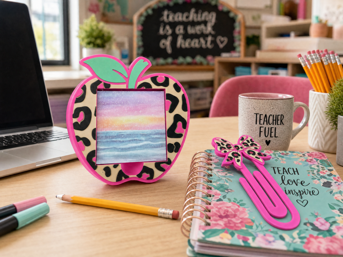 🍎 Wild About Teaching Leopard Apple Desk Set