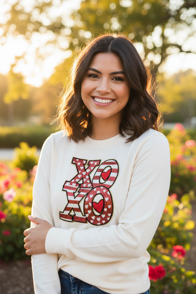 XOXO ❤️ Sequin and Chenille Patch Shirt