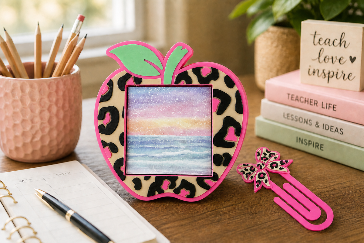 🍎 Wild About Teaching Leopard Apple Desk Set