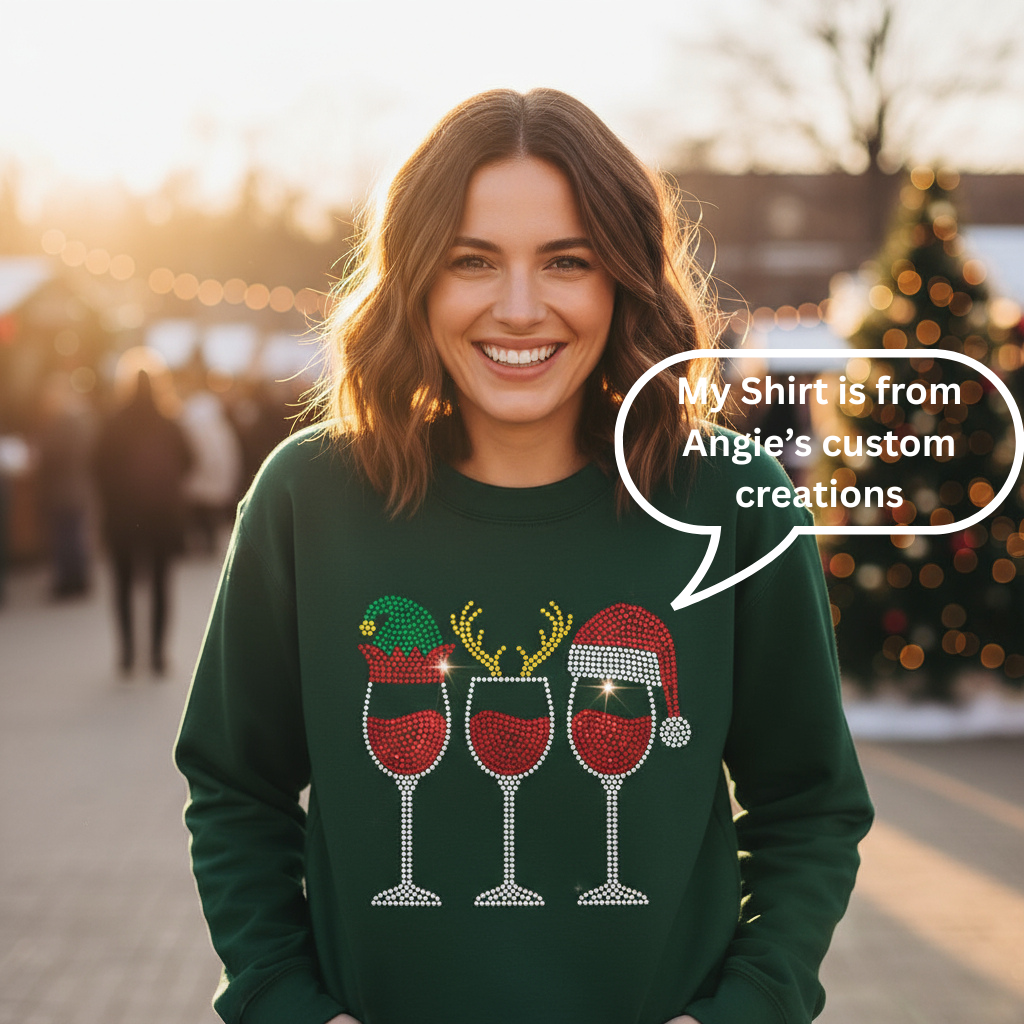 Cheers to you! Wine Glass Rhinestone graphic shirt