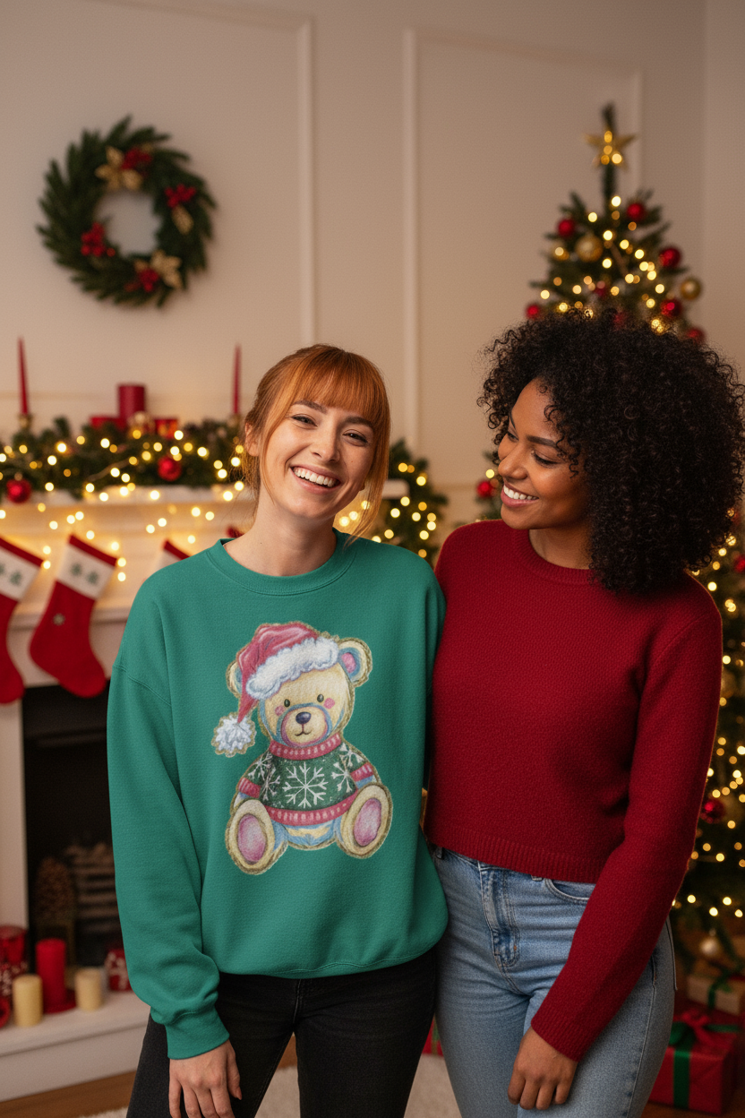 Unique designs Mr. Glittery Christmas Bear. Glitter infused graphic - Angie's Custom Creations