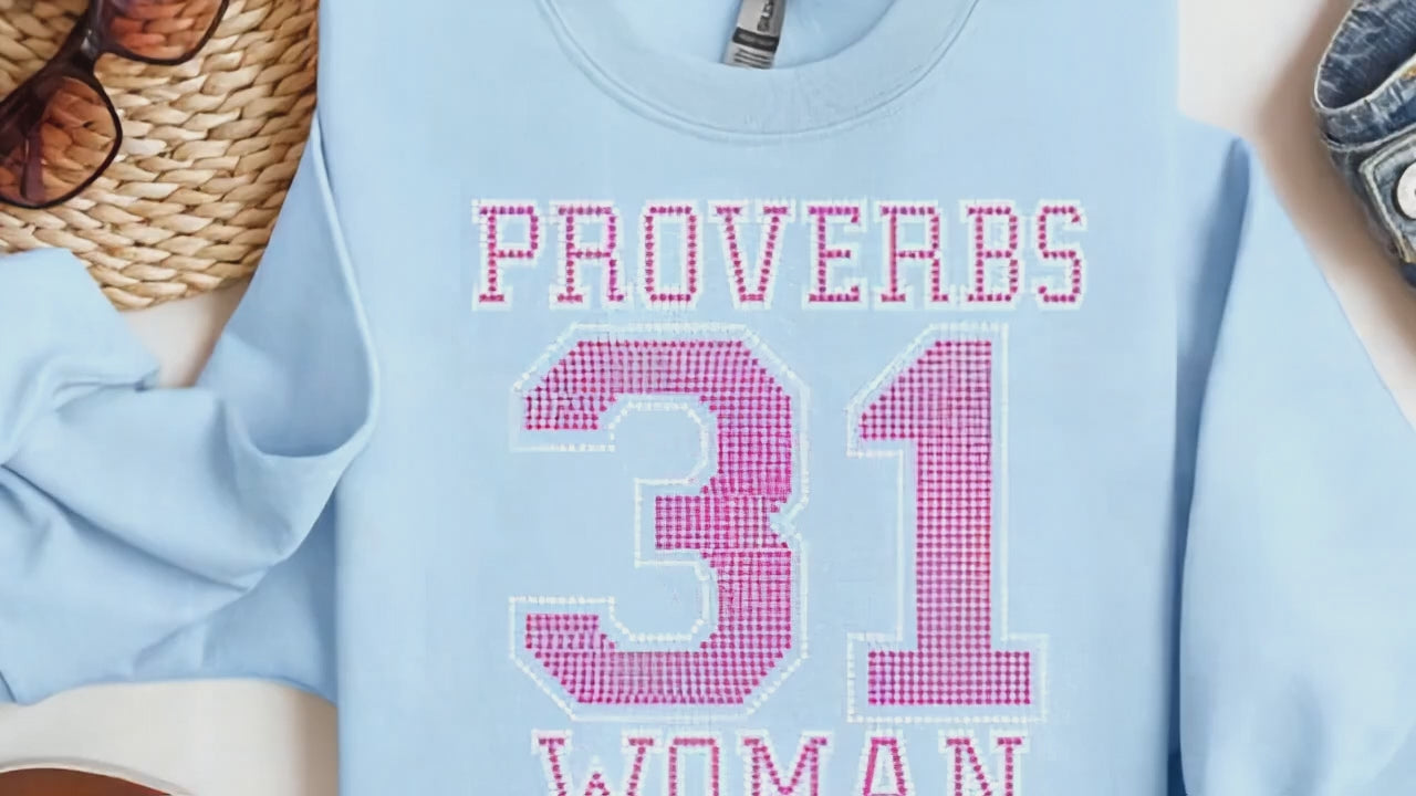 Proverbs 31 Woman Rhinestone Graphic Crystal and Dark Pink Rhinestones