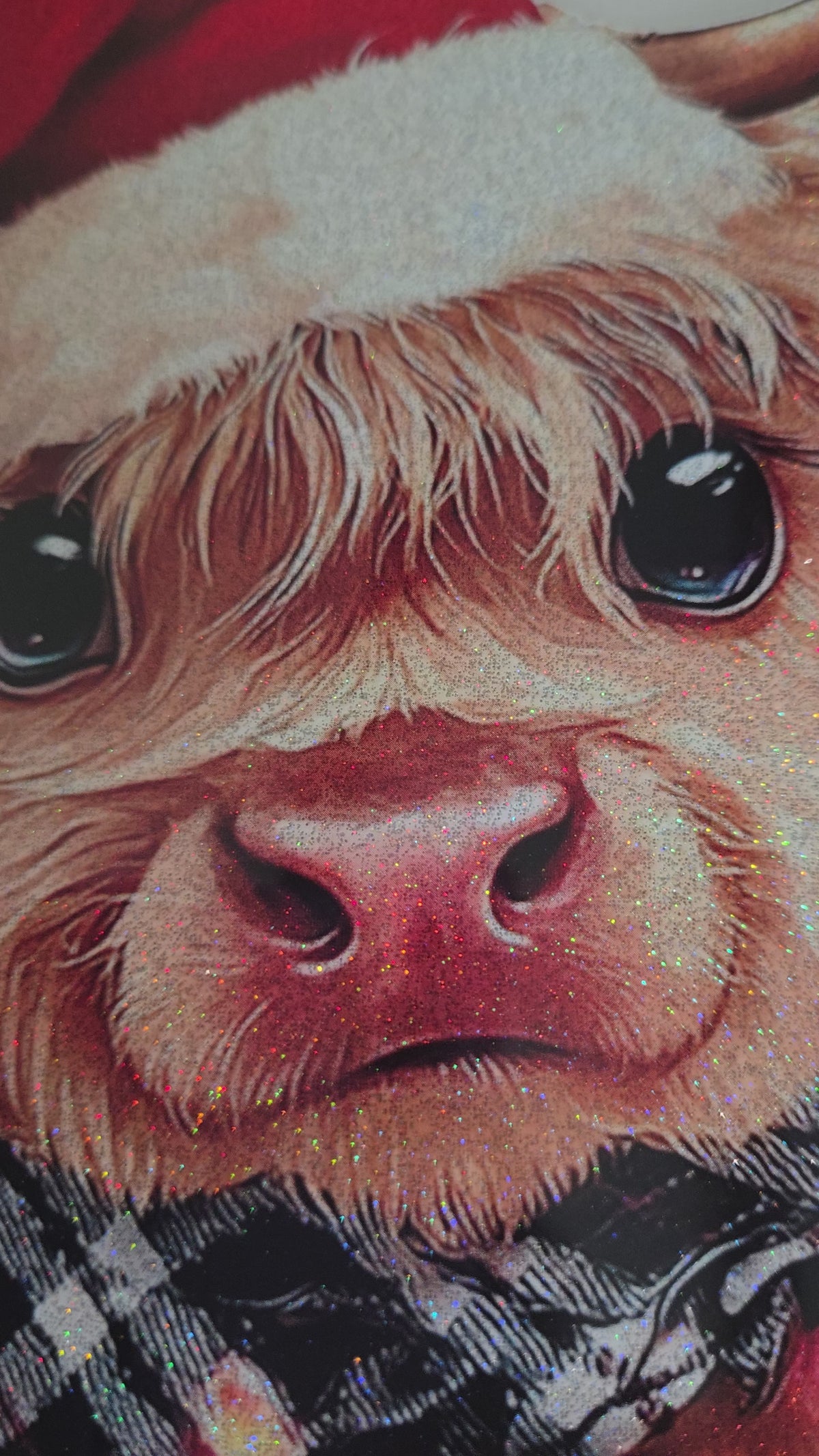 Highland Cow in Christmas lights glitter infused graphic shirt
