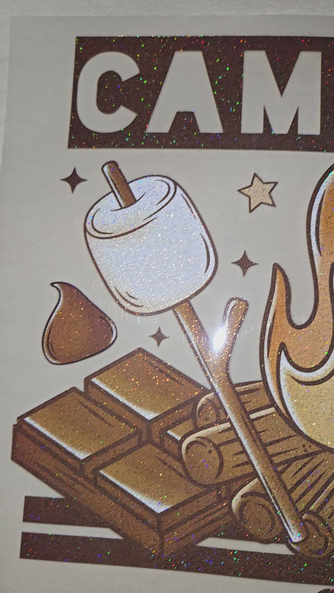 Campfires, Smores and more Glitter graphic shirt