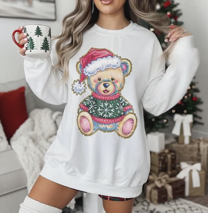 Unique designs Mr. Glittery Christmas Bear. Glitter infused graphic