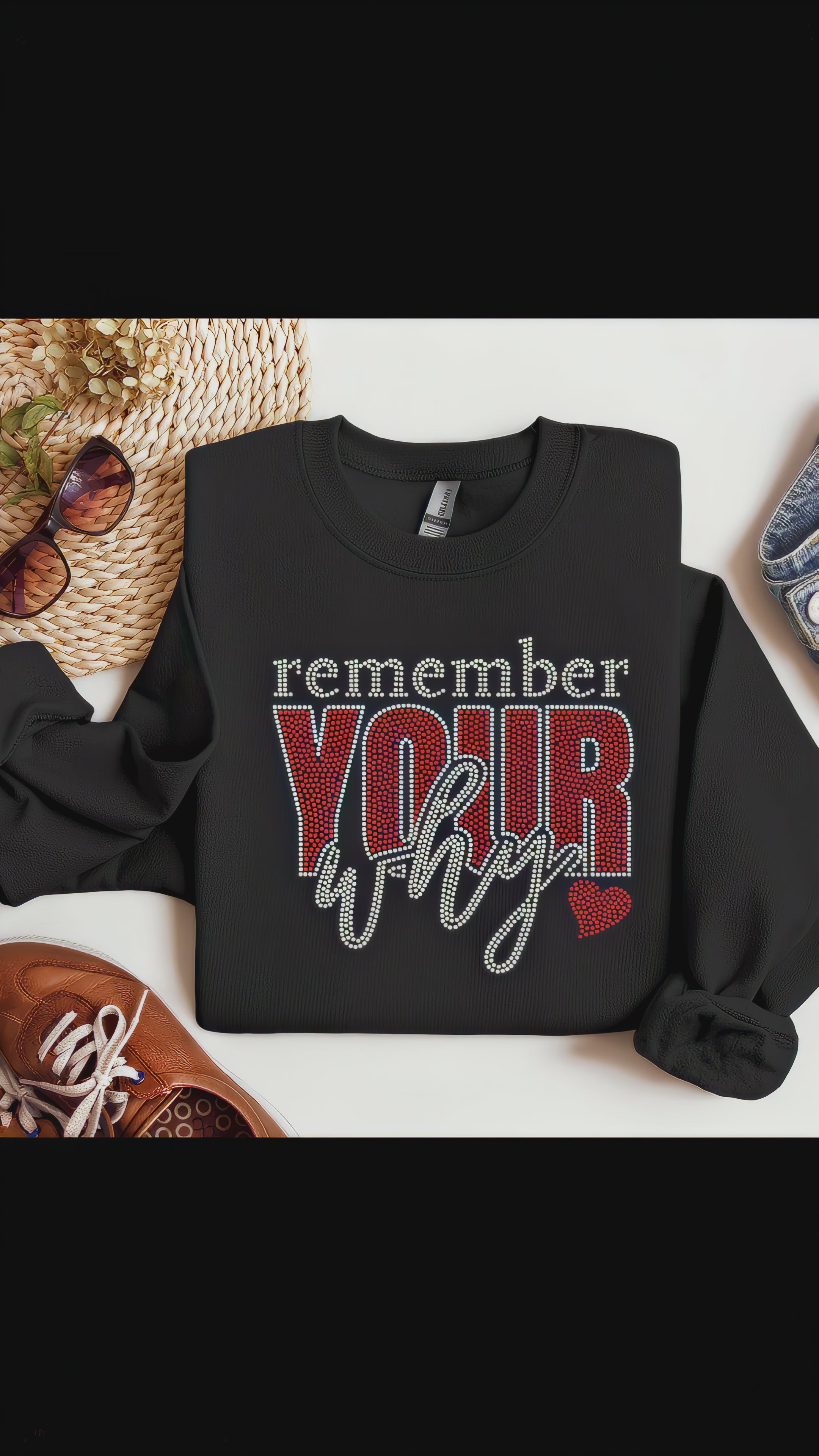 Remember Your Why ❤️ Red graphic rhinestone shirt