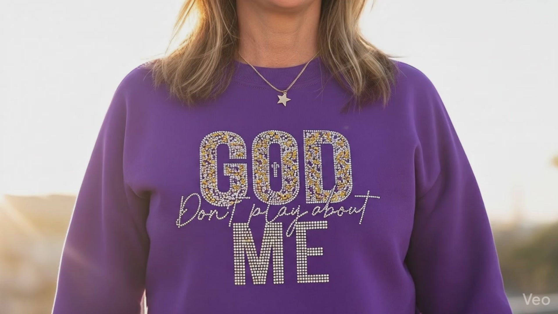 God Don't play about me Crystal and Topaz and brown rhinestone graphic shirt