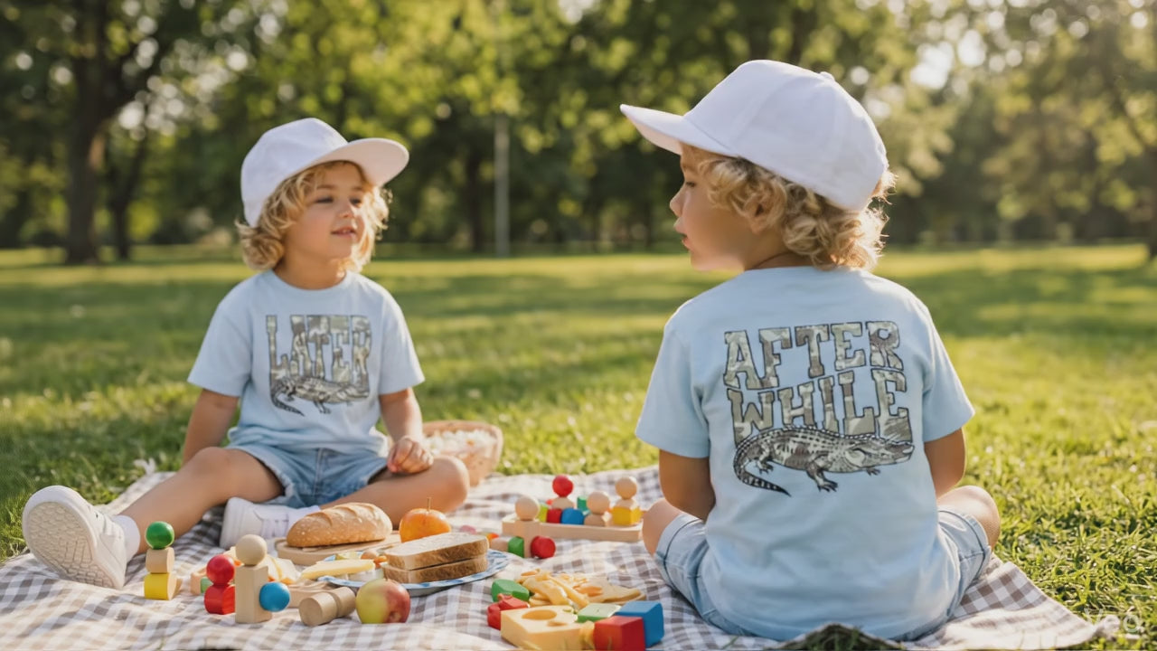 Later Gator After While Crocodile Camo youth graphic shirt