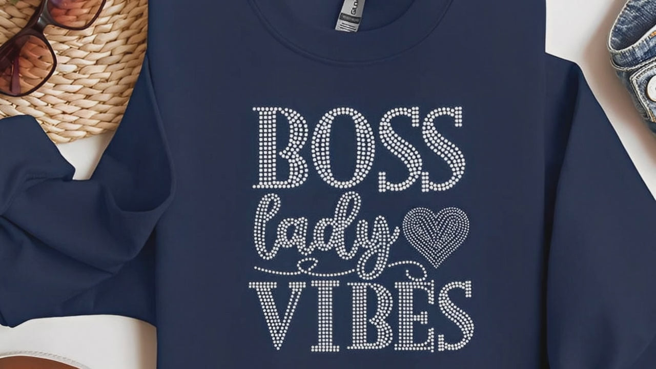 Boss Lady Shirt Vibes Crystal Rhinestone Graphic Shirt