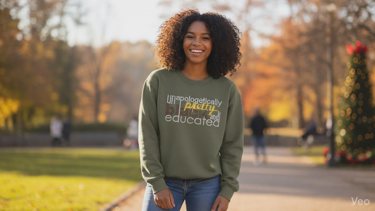 Unapologetically Pretty Black and Educated Rhinestone Graphic Shirt