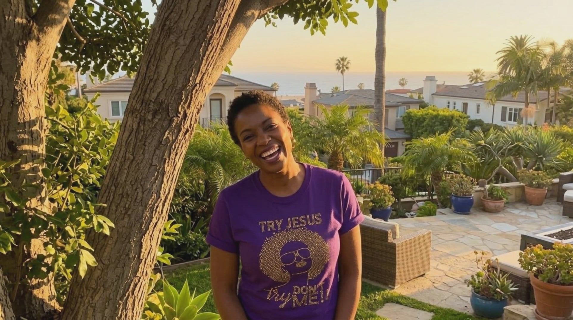 Try Jesus, Don't Try Me Rhinestone Graphic Shirt