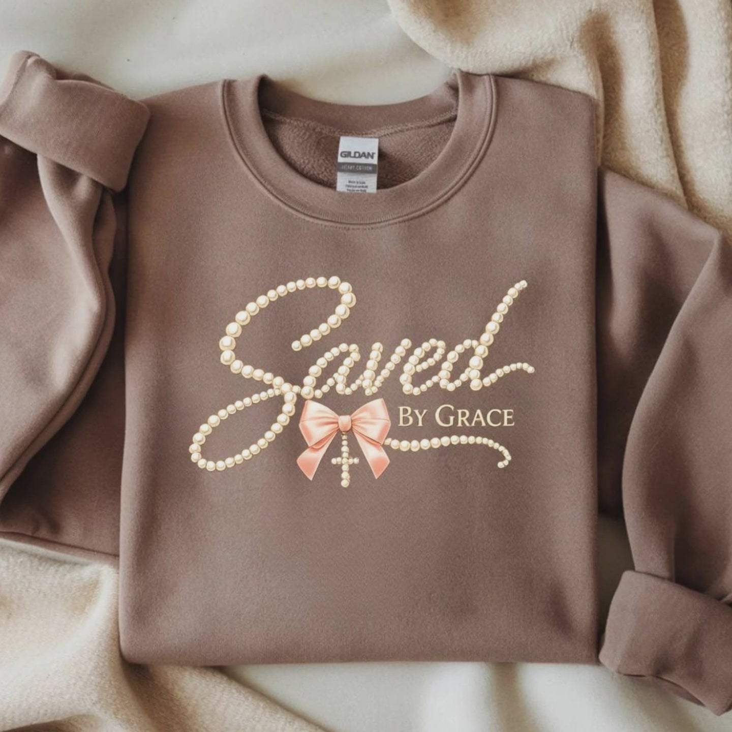 Saved By Grace Faux Pearls design Graphic shirt
