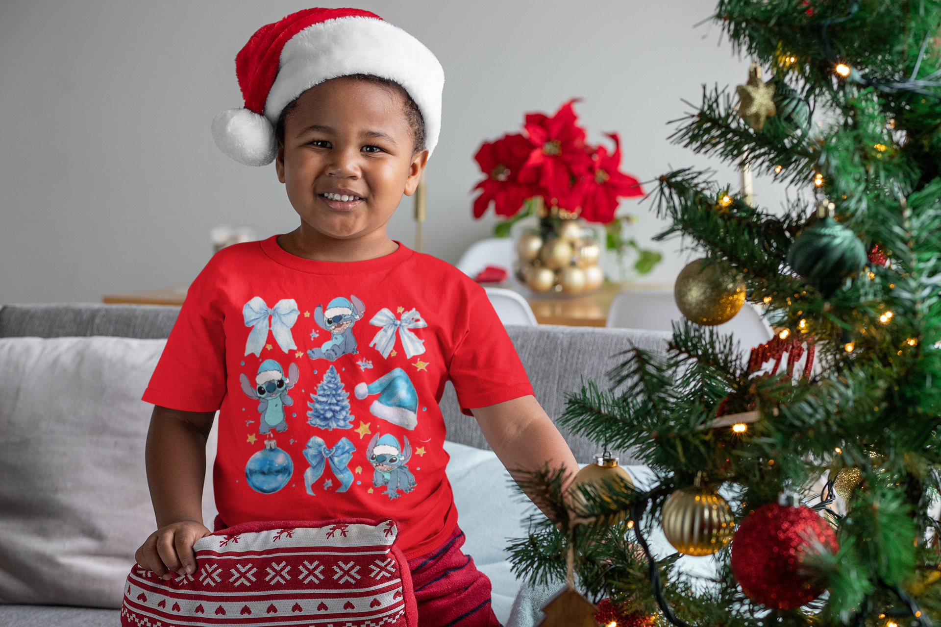 Merry Blue Stitchmas graphic shirt - Angie's Custom Creations